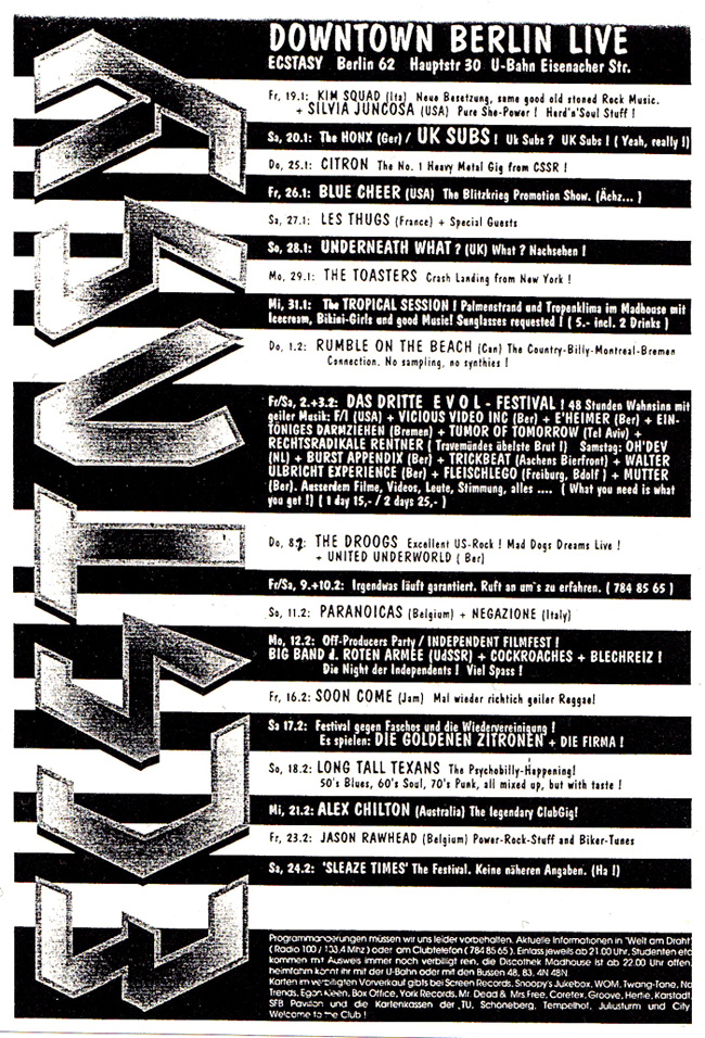 Programm Ecstasy 1990